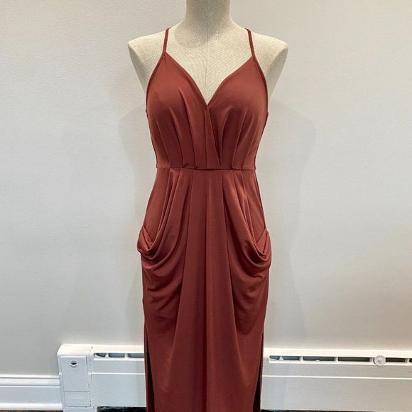 BCBGenration Mahogany Drape Pocket Midi Dress Size XS - Picture 4 of 5